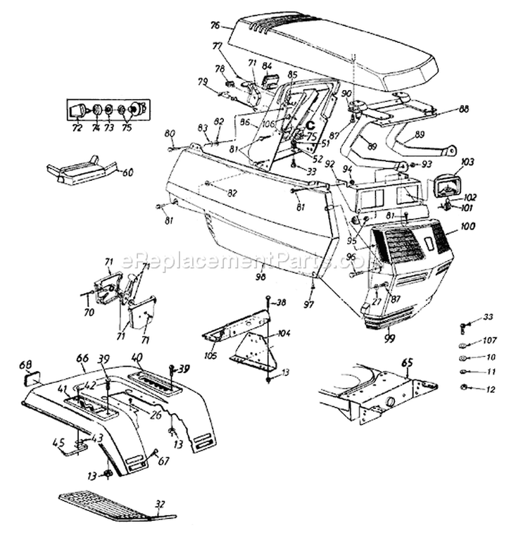 Page F Diagram and Parts List for 13BX614G401 1998 Yard Man Lawn Tractor
